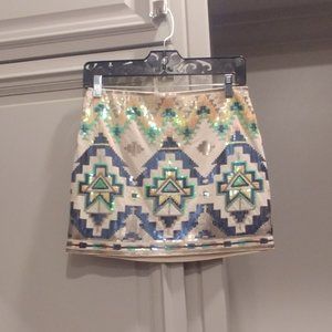 EXPRESS Beige Aztec Skirt